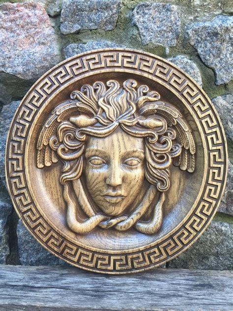 9 Medusa Gorgona Head 3d Carved Wood Picture Wall Decoration Plaque