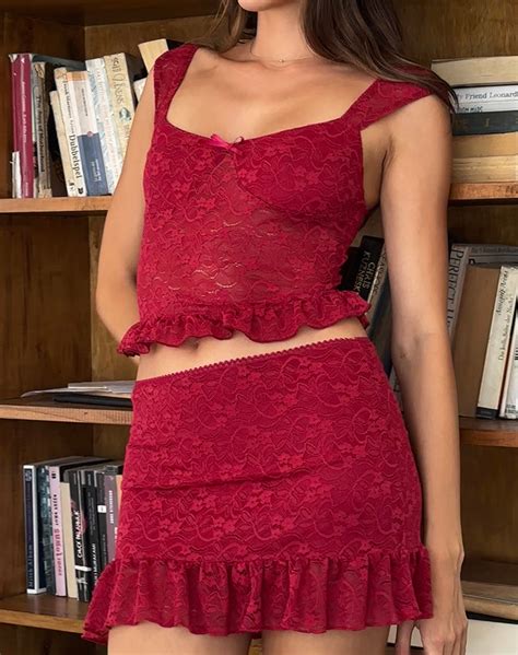 Deep Red Lace Cami Top Brietta Motelrocks Com Us