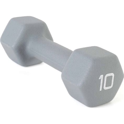 Cap Barbell 10lb Neoprene Dipped Dumbbell Gray Single