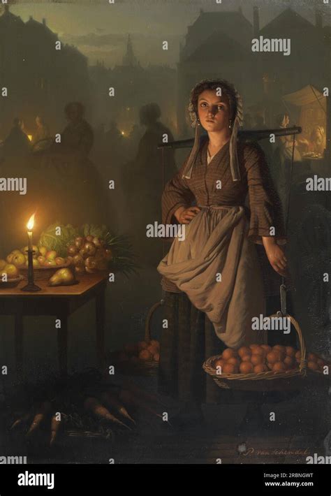 Market By Candlelight 1869 By Petrus Van Schendel Stock Photo Alamy