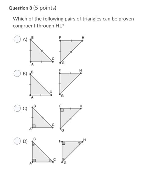 Solved Which Of The Following Pairs Of Triangles Can Be Proven