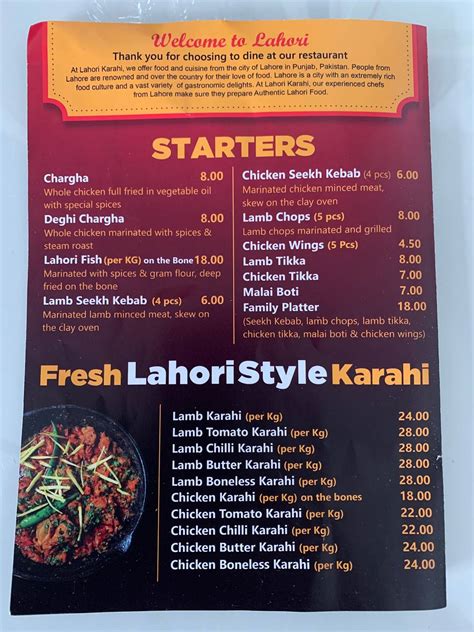 Menu At Lahori Karahi Manchester Restaurant Manchester 824 Stockport Rd