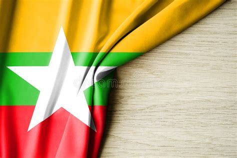 Myanmar Flag Fabric Pattern Flag Of Myanmar D Illustration Stock