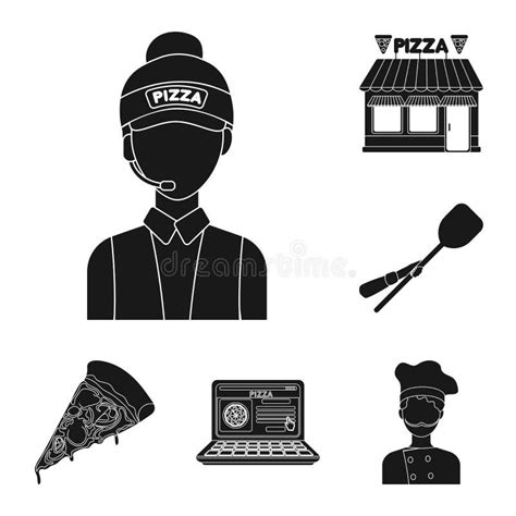 Iconos Negros De La Pizza Y De La Pizzer A En La Colecci N Del Sistema