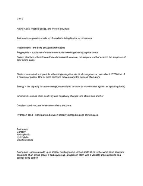 Biochemistry General Notes Unit 2 Amino Acids Peptide Bonds And