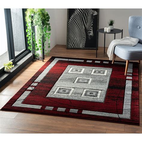 Red Barrel Studio® Fablan Geometric Burgundy/Gray Area Rug | Wayfair