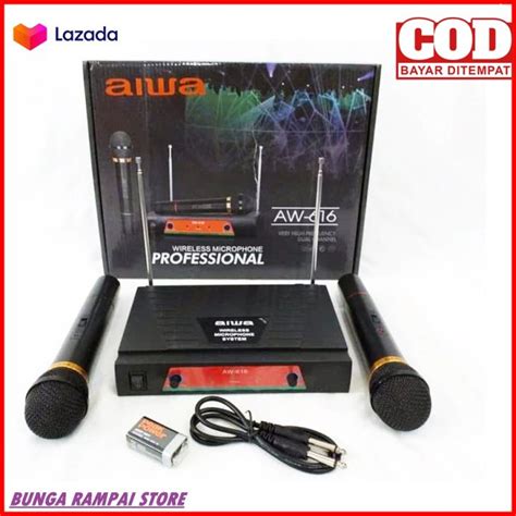 Aiwa AW 616 Mic Double Wireless UHF Microphone Lazada Indonesia