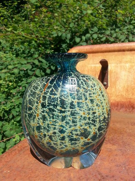 Vintage Mdina Malta Glass Vase Beautiful Array Of Geen And Yellow Colours Malta Glass Vase