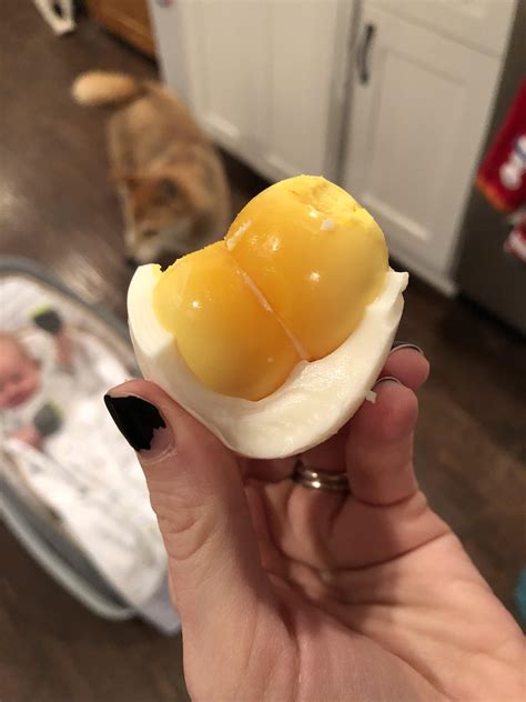 My Wife Hard Boiled Some Eggs And One Was A Double Yolk Mildyinteresting