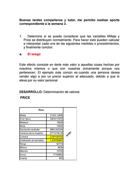 Estadistica Semana 3 Buenas tardes compañeros y tutor me permito