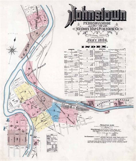 1886 Town Map Of Johnstown Cambria County Pennsylvania Etsy