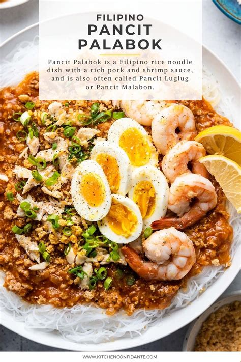 Pancit Palabok Filipino Rice Noodles With Pork And Shrimp Sauce Pancit Recipe Pancit