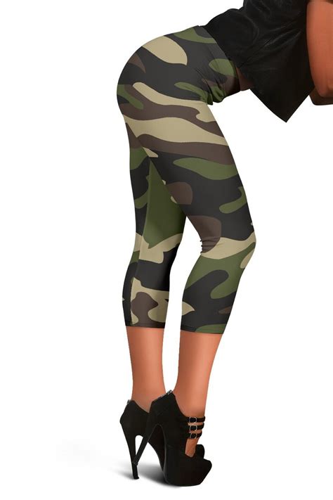 Army Green Camo Camouflage Womens Capri Leggings Yoga Capri Etsy