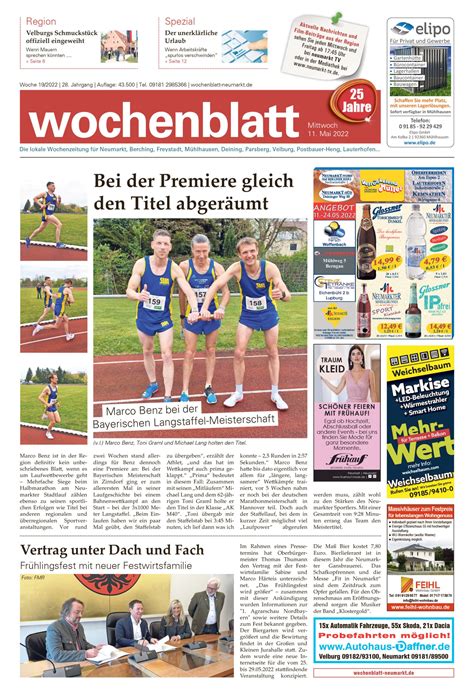 Das Wochenblatt Neumarkt Vom 11 Mai 2022 Als E Paper Wochenblatt