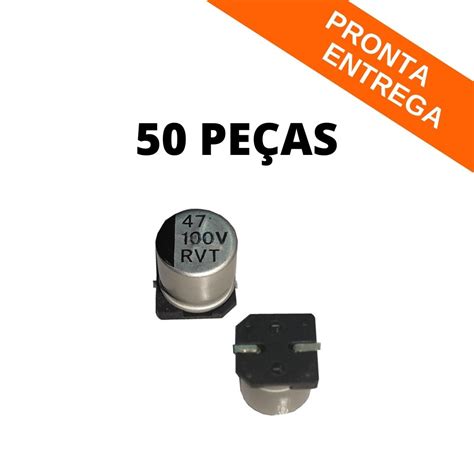 Kit 50 Peças Capacitor Eletrolítico SMD 47uF 47mF 100V 10 3x10