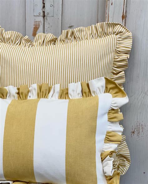 Large Stripe Oblong Frilled Cushion Sugar And Spice