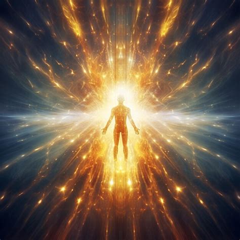 Premium AI Image | a man standing in a dark space with a glowing light ...