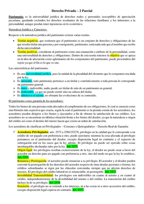 Derecho Privado Segundo Parcial Derecho Privado 2 Parcial