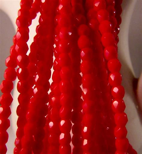 Opaque Red 3mm Firepolish Opaque Red Czech Glass Faceted Etsy