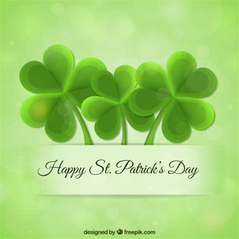 Free Vector Green Saint Patrick Day Clovers Background