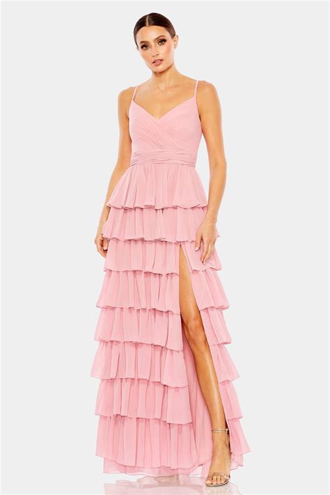 Ieena For Mac Duggal Sleeveless Tiered Ruffle Gown In Pink Lyst