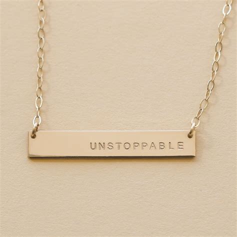 Inspirational Necklace. Bar Necklace. Gold Bar Necklace. Inspirational Jewelry. Unstoppable ...