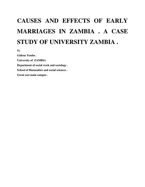 Pdf The Causes And Effects Of Early Marriage