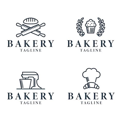 Premium Vector Minimalist Bakery Logo Line Collection