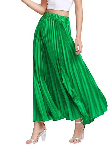 Elastic Waist Pleated Skirt SheIn Sheinside