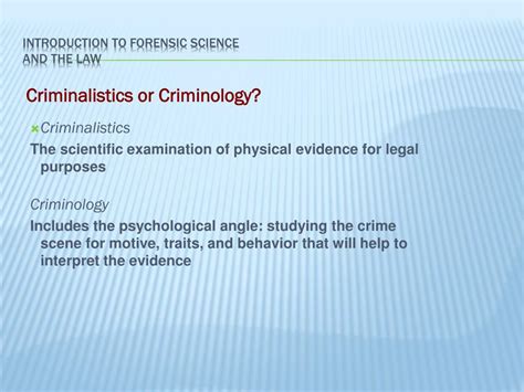 Ppt Unit 1 Introduction To Forensic Science And The Law Powerpoint