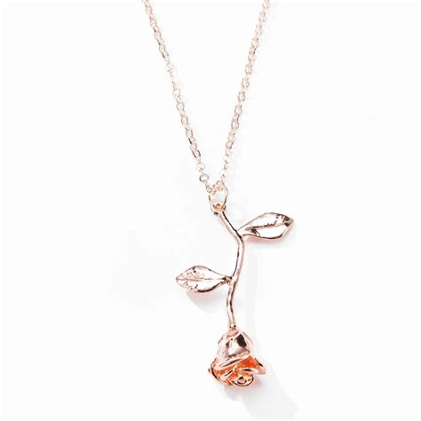 1 Pcs Rose Flower Pendant Necklace Charm Gold Silver Rose Gold Beauty Rose Jewelry Necklace For