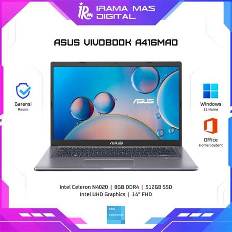 Jual Asus Vivobook A416mao Intel Celeron N4020 8gb 512gb Ssd 14 Fhd