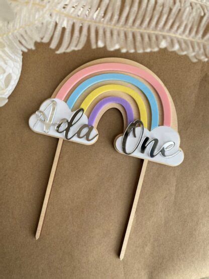 Personalised Rainbow Cake Topper Ember Bloom Designs Acrylic And