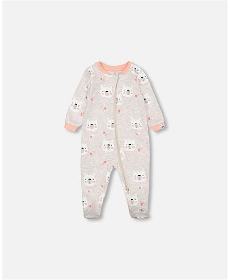 Deux Par Deux Baby Girl Organic Cotton One Piece Pajama Oatmeal Mix