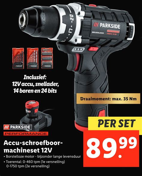 Parkside Accu Schroefboormachineset V Aanbieding Bij Lidl