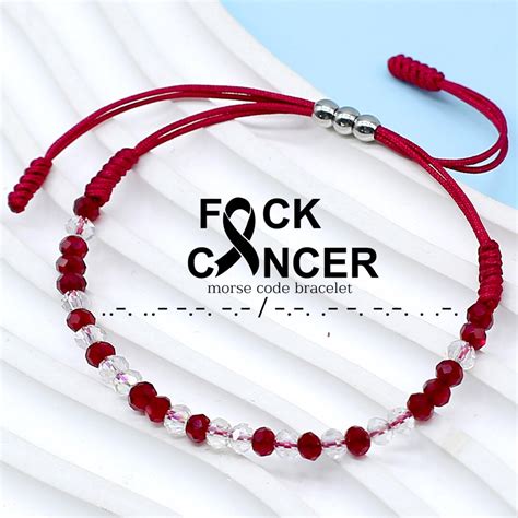 Burgundy Awareness Fuck Cancer Crystal Bead Morse Code Bracelet For Multiple Myeloma Brain