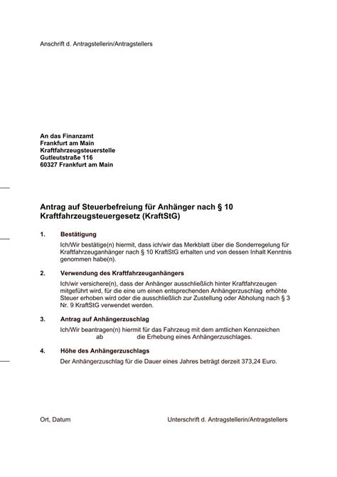 Anh Nger Antrag Auf Steuerbefreiung Pdf Kb Frankfurt Am Main