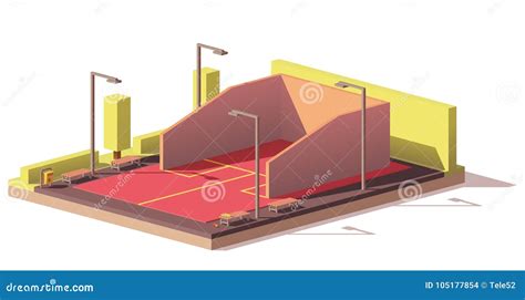 Vector Low Poly Squash Court Stock Vector Illustration Of Court City