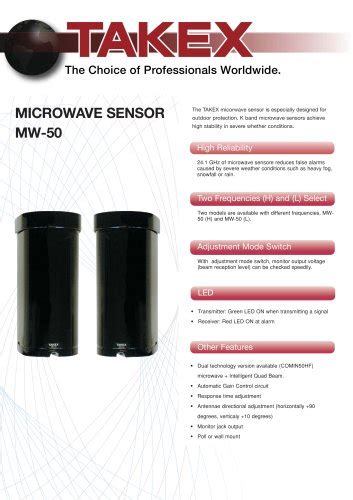 PASSIVE INFRARED SENSOR TAKEX Europe Ltd PDF Catalogs Technical