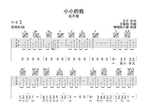 小小的我吉他谱毛不易c调弹唱谱完整高清版吉他帮