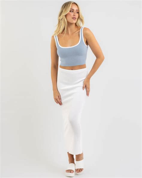 Shop Mooloola Basic Knit Top In Light Blue White Fast Shipping And Easy Returns City Beach