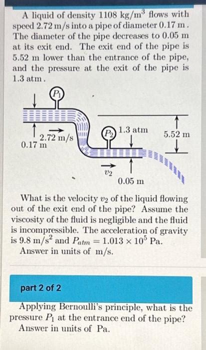 Solved A Liquid Of Density Kg M Flows With Solutioninn