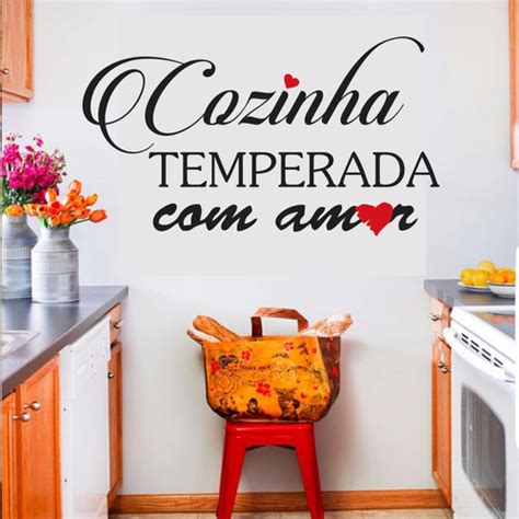 Adesivo Parede Frase Cozinha Temperada Com Amor Coração Parcelamento