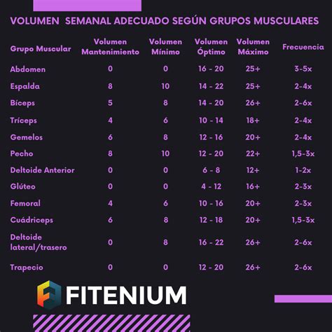 Volumen Semanal Adecuado Seg N Grupos Musculares Fitenium