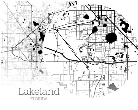Lakeland Map INSTANT DOWNLOAD Lakeland Florida City Map | Etsy
