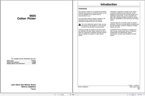 John Deere Cotton Picker 9935 Technical Manual TM1613 09 2001 Auto