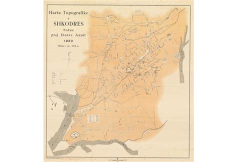 SHKODËR / SHKODRA, Albania: Harta Topografïke e Shkodres. - Daša Pahor