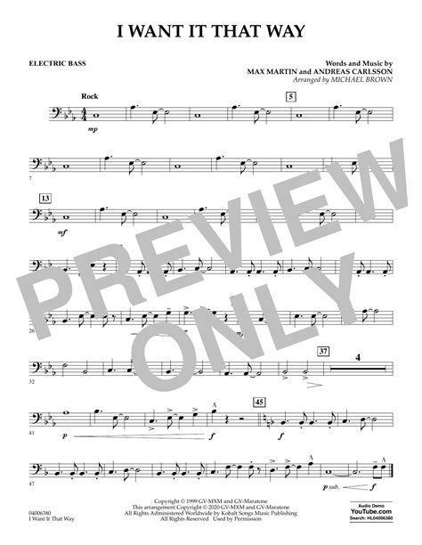 I Want It That Way Arr Michael Brown Bass By Backstreet Boys Sheet Music For Concert Band