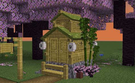 Cozy bamboo house built using block_display entities in vanilla Java 1. ...