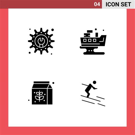 4 Universal Solid Glyph Signs Symbols of development tool package